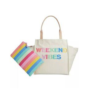 On 34th Cynthiah Extra Large Canvas Shoulder Tote Bag Weekend Vibe (MSRP $90)